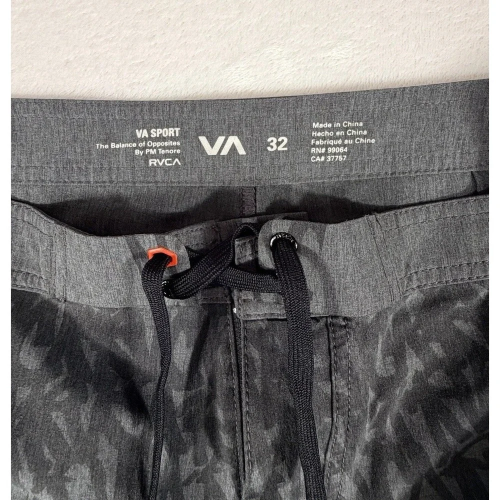 RVCA Shorts Men's Sz 32 Charcoal Gray Ancell Staff Swimming Drawstring